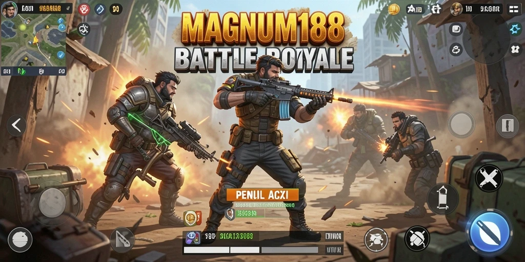 Tampilan aksi gameplay seru di MAGNUM188 dengan strategi bertahan hidup.
