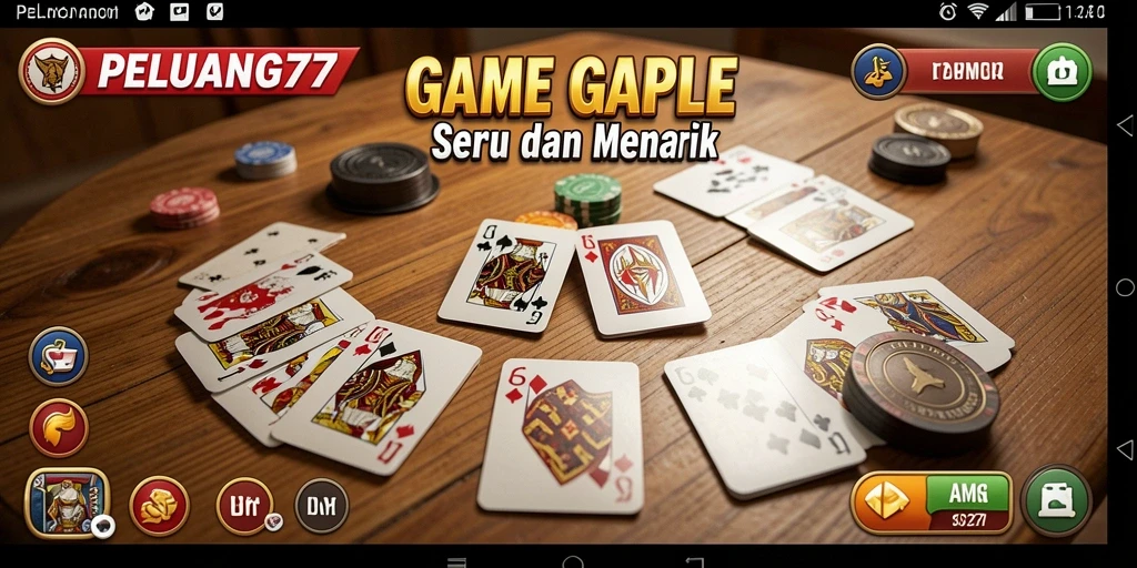 Screenshot gameplay Gaple PELUANG77 yang menarik dan seru.
